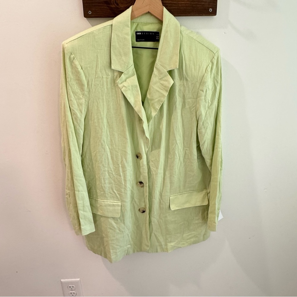 NWT ASOS Lime Green Linen Blend‎ Oversized Blazer Size 14